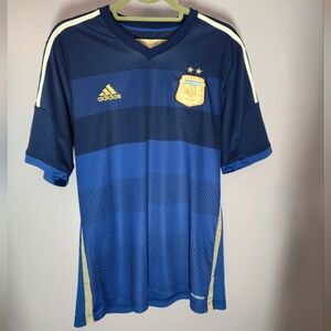 Adidas Argentina Soccer Jersey Blue Gold AFA Away Shirt Size L (Runs Small)